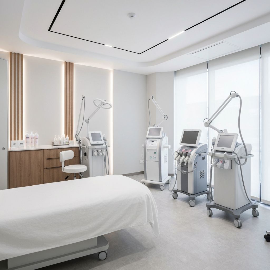 Wnętrze kliniki The Skin Spot z nowoczesnym sprzętem medycznym